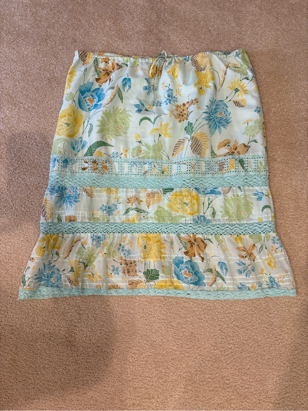 Banana Republic Floral Tiered Midi Skirt in Blue, Yellow & Green